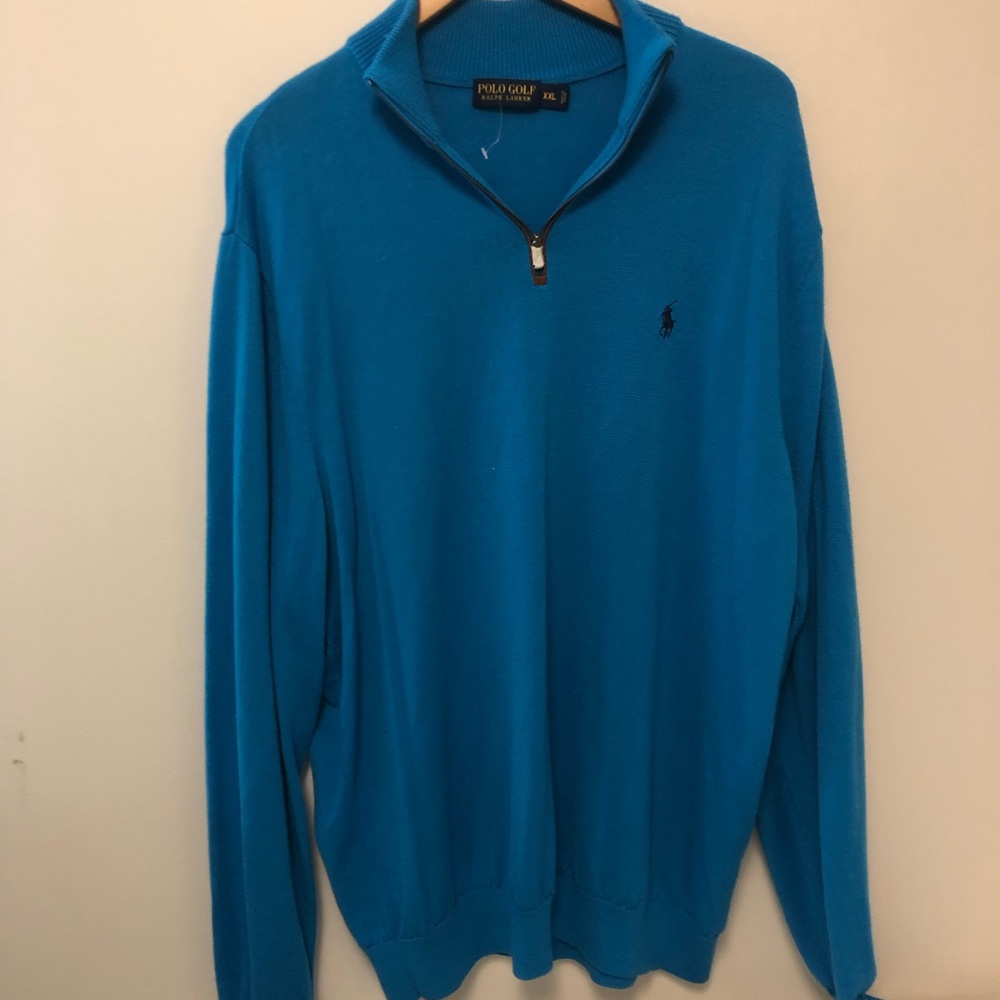 NWOT Ralph Lauren Golf merino wool blue 1/4 zip pullover XXL